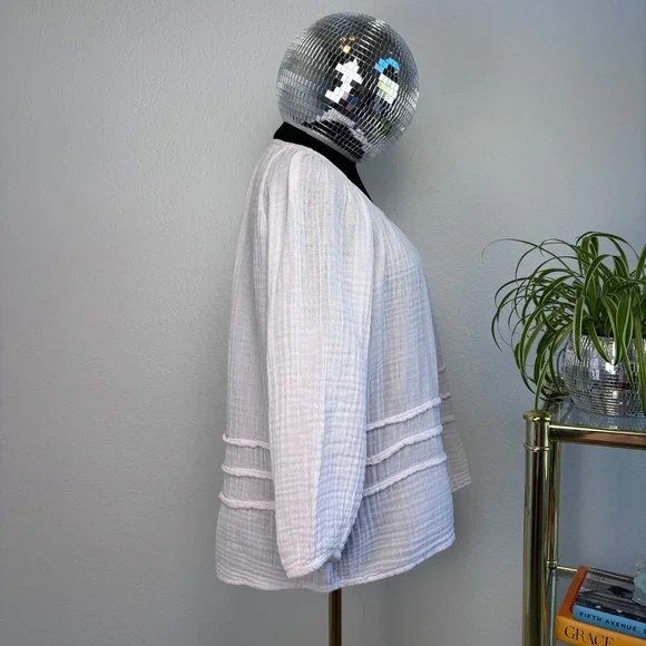 Michael Stars Double Gauze Keyhole Top Bloom Pink Boho Peasant Blouse Medium - Picture 14 of 16